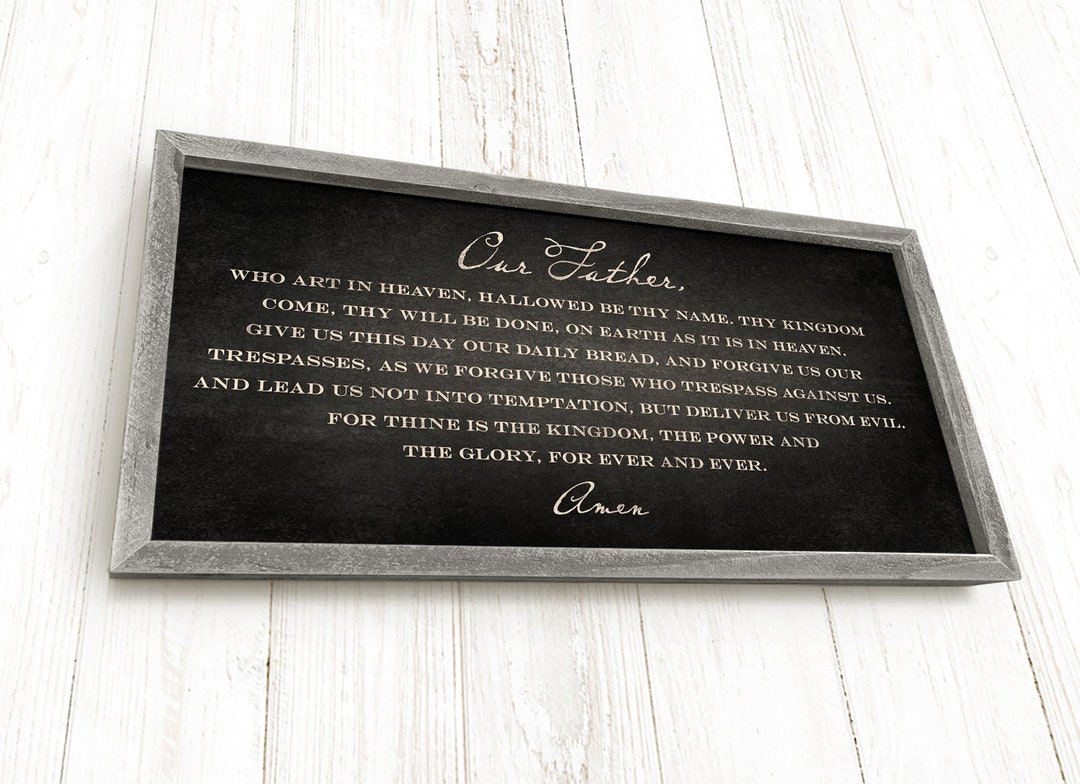 The Lord's Prayer Framed Wall Art, Lord's Prayer Sign, Dining Room Wall Decor, Our Father Who