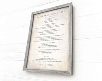 Death is Nothing, Henry Scott Holland, Bereavement Gift, Sympathy Gift, Funeral Poem, Death Quote, Grief Poem, Memorial Gift, Framed Canvas