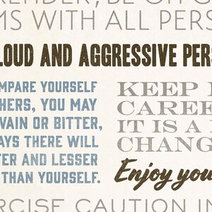 Desiderata Framed, Desiderata Wall Art, Wood Framed, Desiderata Poem, Desiderata Plaque, Pick Your Colors image 3