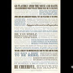 Desiderata, Desiderata Print, Hand-stretched Canvas on wood stretcher bars, READY TO HANG, Canvas Gallery Wrap, by Max Ehrmann image 2