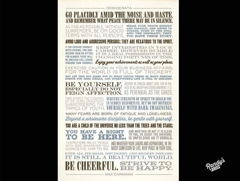 Desiderata, Desiderata Print, Hand-stretched Canvas on wood stretcher bars, READY TO HANG, Canvas Gallery Wrap, by Max Ehrmann image 2