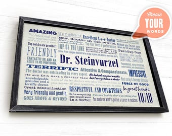Gift for Doctor, Custom Doctor Gift, Doctor Office Decor, Doctor Sign, Framed Word Art Canvas, Personalized Doctor Wall Art