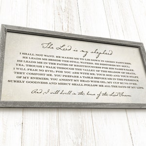 The Lord is My Shepherd Sign, Bible Verse Sign, Scripture Wall Decor, Rustic Framed Archival Canvas, Psalm 23