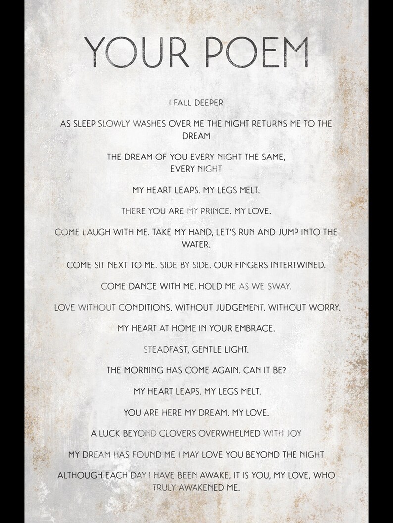 Poem on Canvas Custom Poem Print on Canvas Premium Canvas Etsy