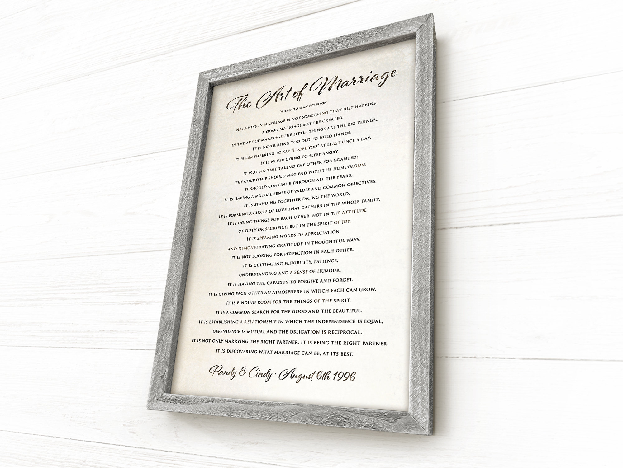 The Art of Marriage Wall Art, Sign, Poem, Personalized Wedding Gift for Couples, Anniversary Gift, Wedding Gift for Couple Personalized Poem