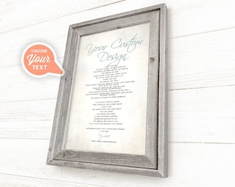 Framed Personalized Canvas Poem, Custom Poem Print, Custom Poem on Canvas, Rustic Barnwood Frame, NO CHARACTER LIMIT