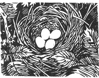 Nest 1 linocut