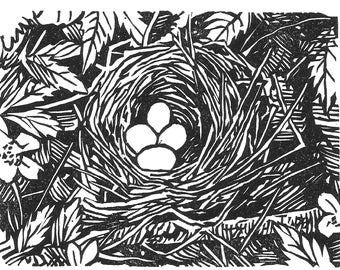 Nest 2 linocut