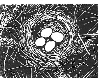 Nest 3 linocut