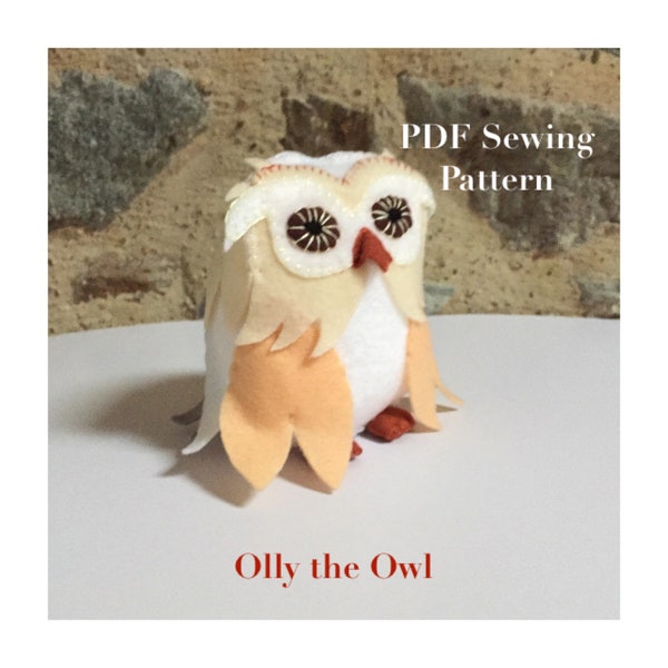 Felt Owl PDF sewing pattern, toy home sewing project, felt barn owl, craft idea, PDF pattern, kidsroomdecor, display, kids play, toy design