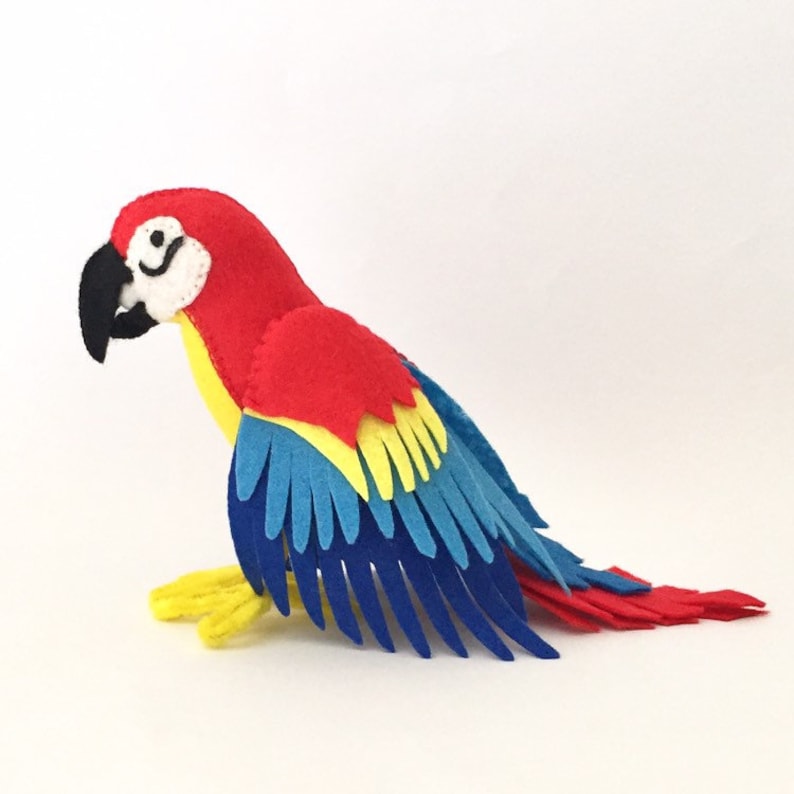 Felt Parrot, Felt Macaw, Sewing Pattern, plushie, Felt parrot, Plush parrot, Toy parrot, PDF Pattern, sewing tutorial, kidsroom decor, craft image 9