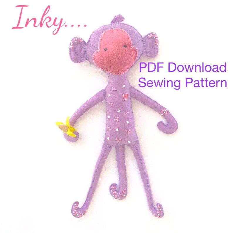 Monkey sewing pattern PDF Sewing Pattern Felt Monkey | Etsy