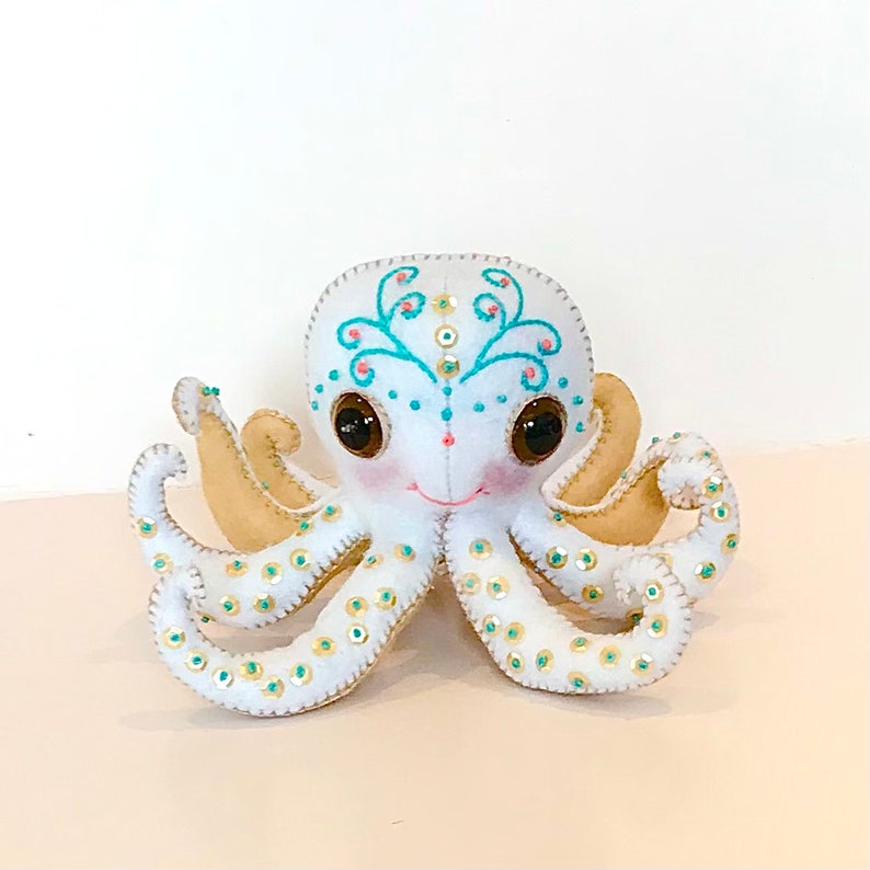 Felt Octopus PDF Sewing Pattern Felt cute plushie baby 3D Octopus, sewing tutorial, kidsroom decor, Stuffed embroidered toy, kids gift. image 6