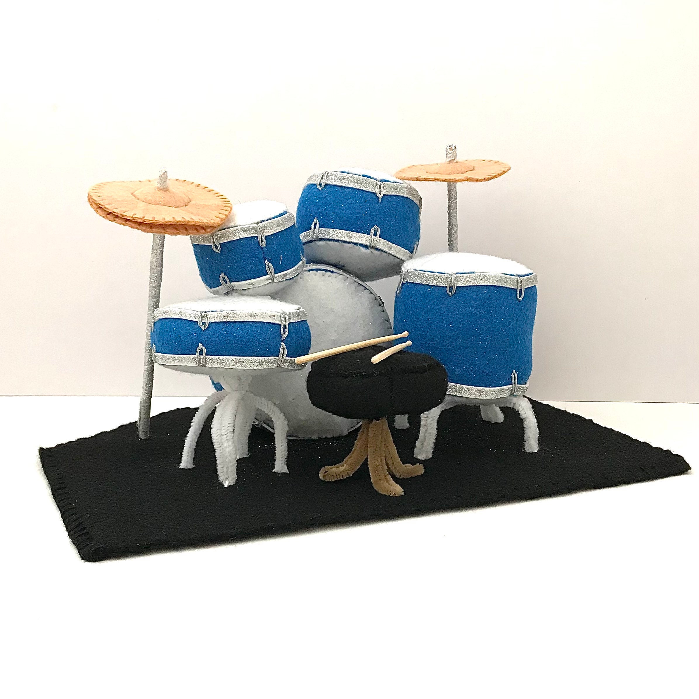Felt Drum Kit Sewing Pattern desk display mini drumset Etsy
