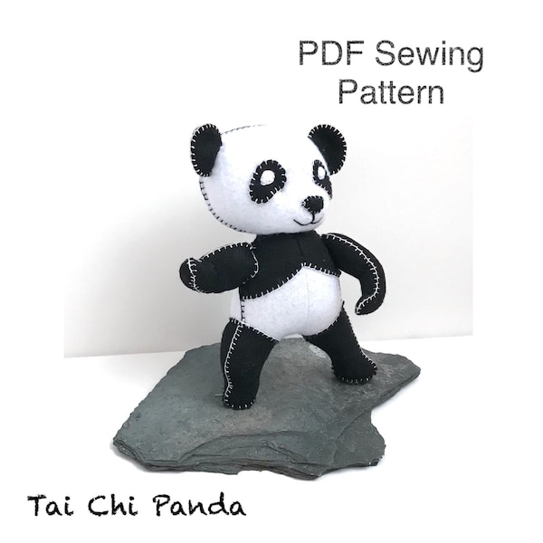 Felt PDF Tai Chi Panda sewing pattern, Kung Foo Panda, PDF Soft toy pattern, kidsroomdecor, soft toy gift, plushie, gift for children, DIY