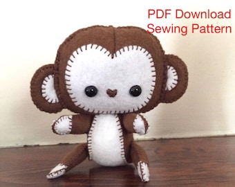 Felt Monkey Sewing Pattern: Plush Toy (PDF Pattern)