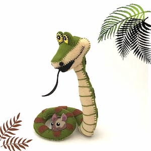 Felt Snake Sewing Pattern, PDF pattern, plushie, toy, decoration, disney, handmade, stuffed animal, reptile, display, kids room decor, cute image 7