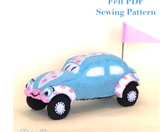 Felt Car PDF sewing pattern, Toy Pattern, kidsplay, kidsroom decor, handmade, make your own, diy felt toys, felt craft, kids play gift