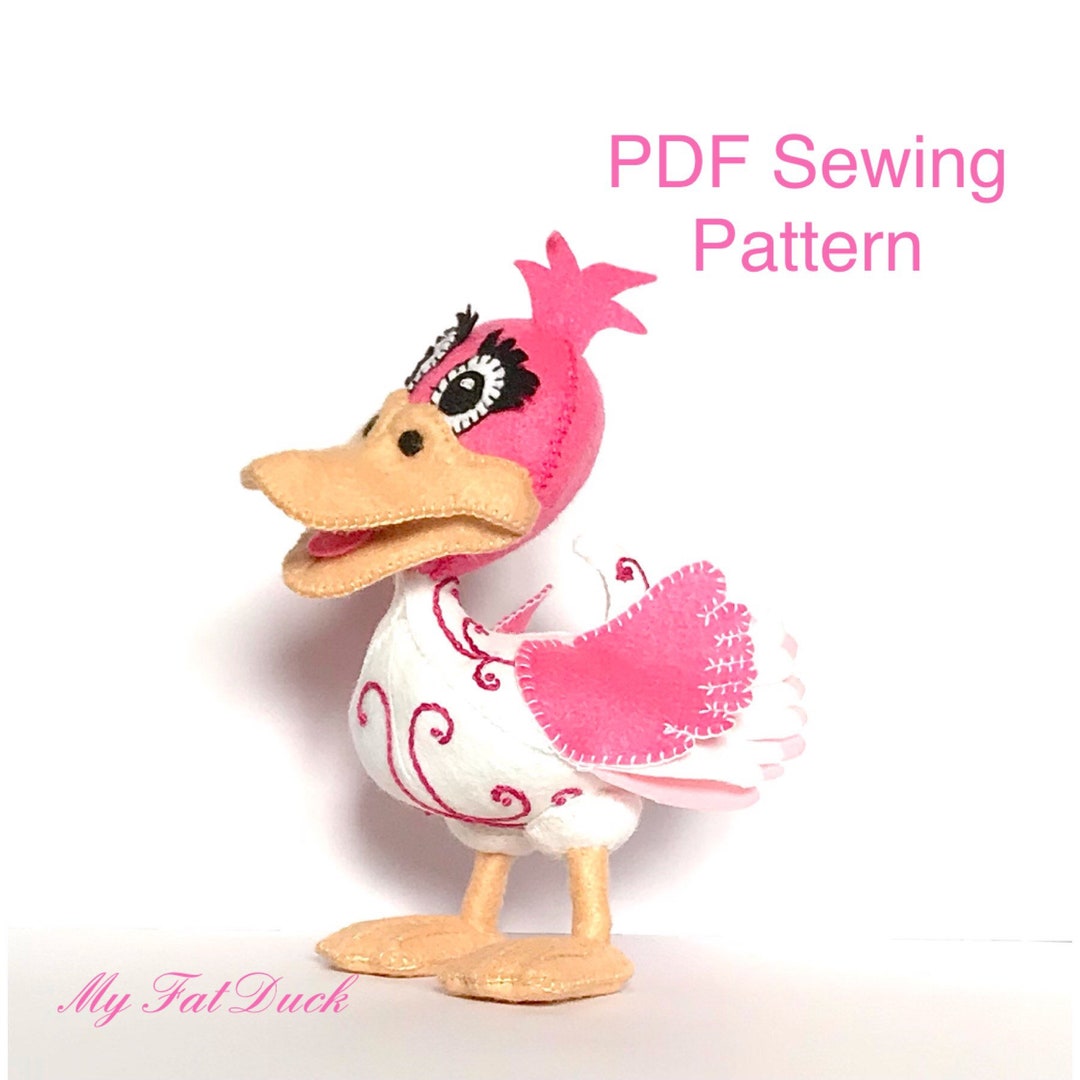 Felt Duck PDF Sewing Pattern, Felt Plushie Toy Duck, Kidsroomdecor