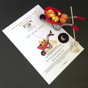 Felt Wheelbarrow PDF sewing pattern, Witches Hat, pumpkins, sewing tutorial, kidsroomdecor, ornaments, Halloween Harvest Display image 4