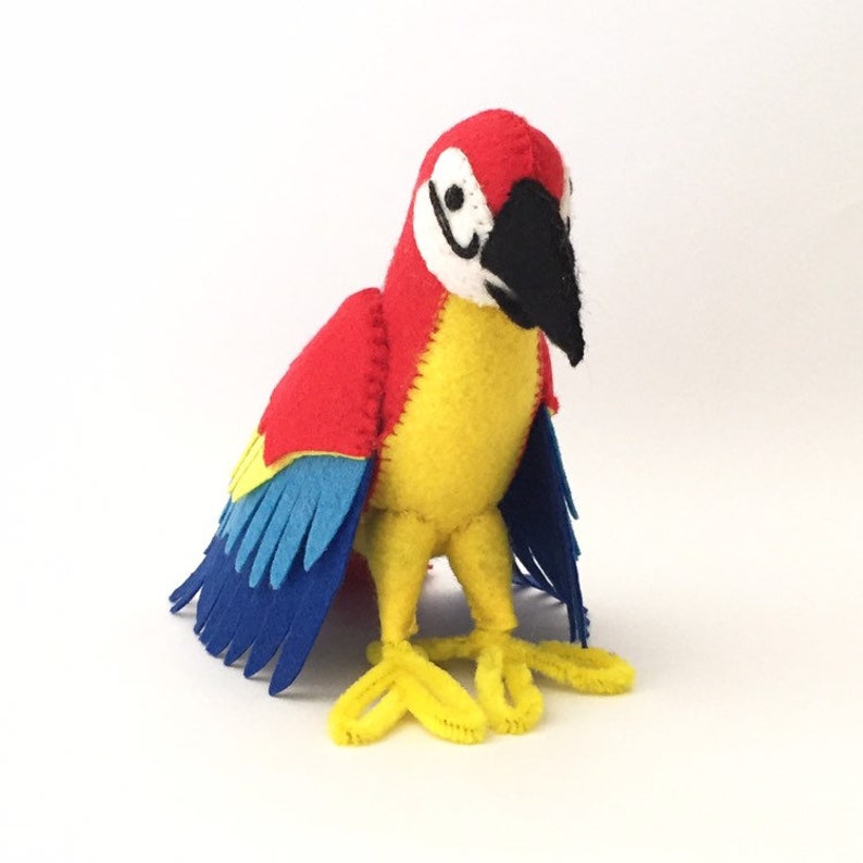 Felt Parrot, Felt Macaw, Sewing Pattern, plushie, Felt parrot, Plush parrot, Toy parrot, PDF Pattern, sewing tutorial, kidsroom decor, craft image 4