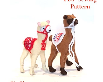 FELT ALPACA PDF sewing pattern, kidsroomdecor, soft toy llama, keepsake, handmade, plushie, gift, felt craft, diy, animal pattern