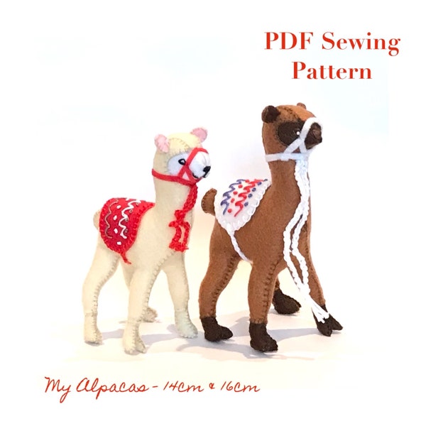 FELT ALPACA PDF sewing pattern, kidsroomdecor, soft toy llama, keepsake, handmade, plushie, gift, felt craft, diy, animal pattern