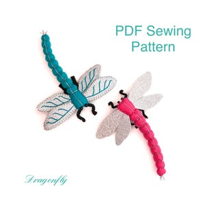 Felt Dragonfly -  Sewing pattern , Plushie, PDF Pattern, sewing tutorial, collectable, kidsroom decor, insert, creative felt, gift