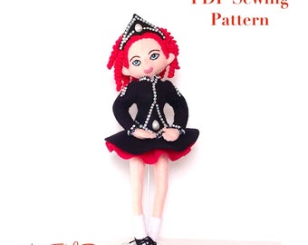 Felt Irish Dance Doll Display - PDF sewing pattern, felt Irish dancing doll decoration, kidsroomdecor, ornament, Irish dancer gift, felt diy