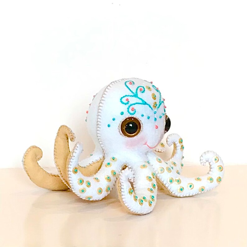 Felt Octopus PDF Sewing Pattern Felt cute plushie baby 3D Octopus, sewing tutorial, kidsroom decor, Stuffed embroidered toy, kids gift. image 4