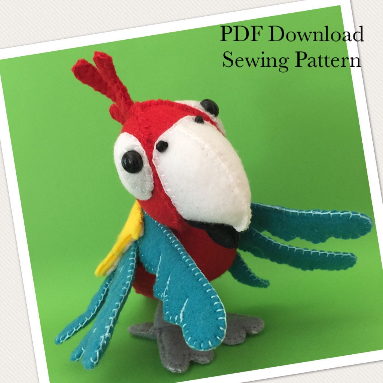 Pattern sewing plushie Felt parrot Plushie parrot Toy | Etsy