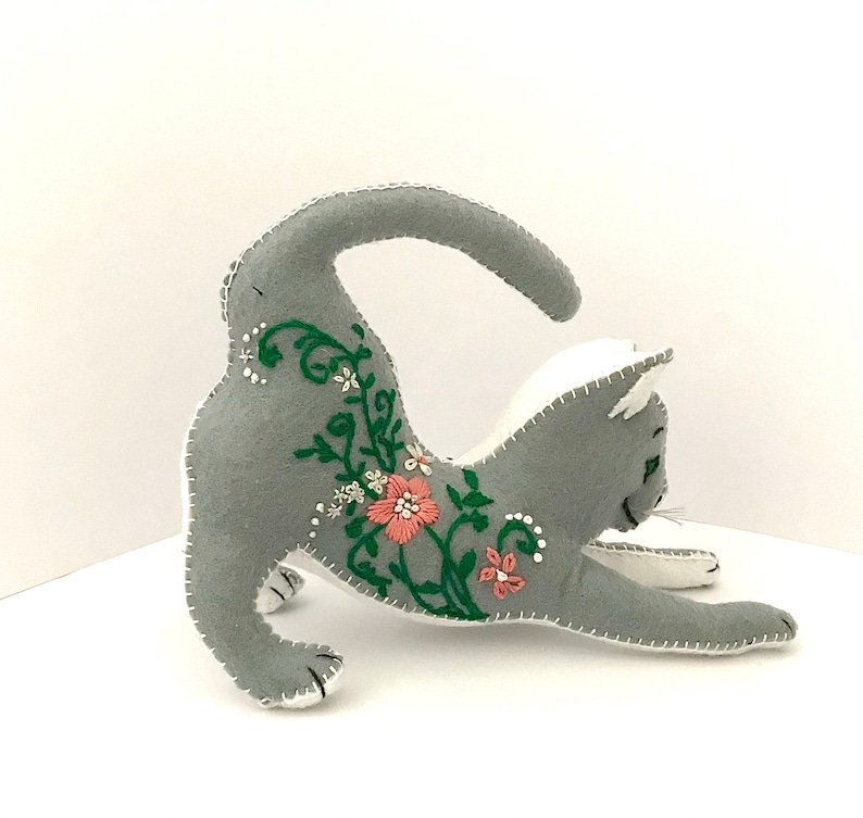 Felt Floral Cat PDF Pattern, Felt Cat, Decoration, Sewing Pattern ...