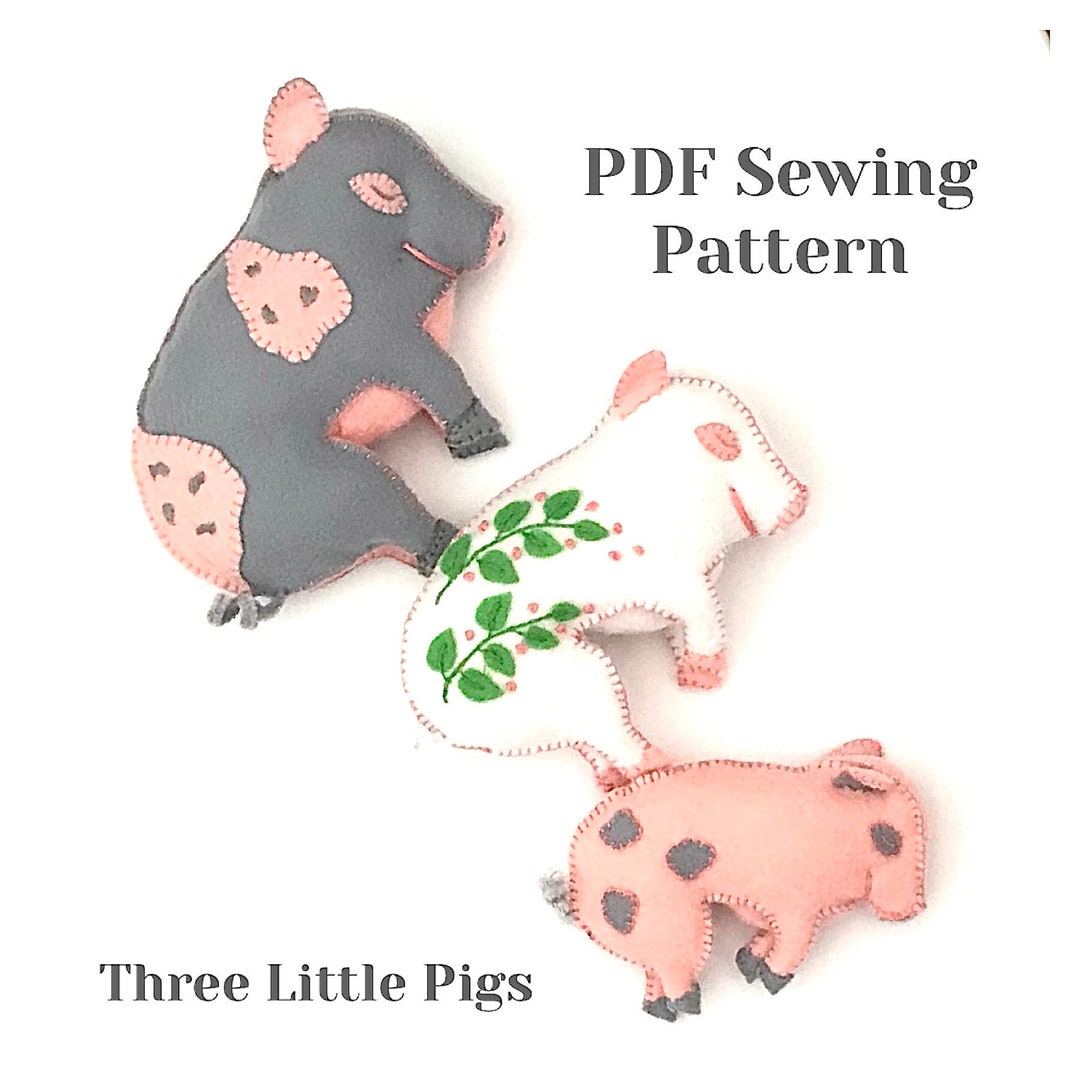 Felt Pig PDF Sewing Pattern, Sleeping Pig, Three Little Pigs, PDF ...