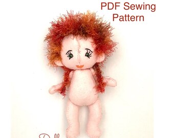 Felt Doll PDF sewing pattern, pretend play, tutorial, cute, gift, PDF, DIY, craft, handmade, craft project, holiday project, plushie doll