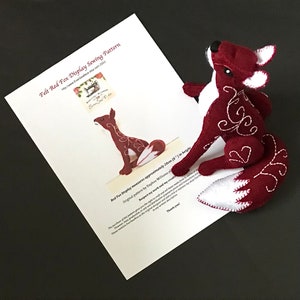 FELT RED FOX pdf sewing pattern, red fox display, fox sewing pattern, toy fox, embroidered fox, holiday project, kidsroomdecor, mom crafters image 2