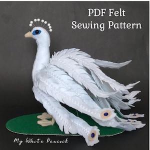 Filz Vogel Pfau PDF Nähen Muster - Filz Vogel, Nähen Vogel, exotisch, PDF Nähanleitung, Projekt, Aufsteller, Kinderzimmer Dekor