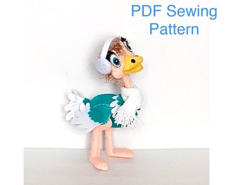 Felt Ostrich PDF Sewing Patterns - kidsroom decor, craft project, animals, wild African animals, plushie toy, animal collection, bird, craft