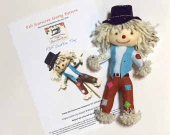 Scarecrow sewing pattern -  PDF sewing pattern, scarecrow, PDF pattern, , kidsroomdecor, sewing pattern, felt scarecrow, homeschoolproject