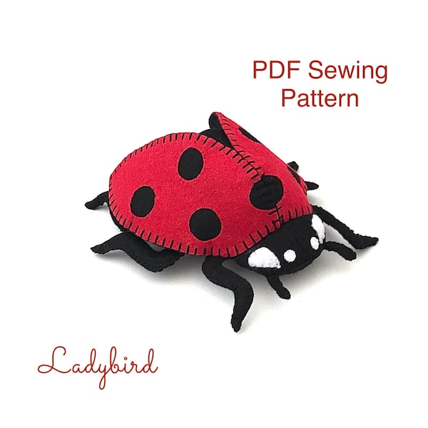 Felt Ladybird - Patron de couture, Peluche, Patron PDF, tutoriel de couture, scarabée, collection, décor de chambre d'enfant, insert, Coccinelle, cadeau