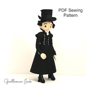 Felt Gentleman Jack sewing pattern, decoration, PDF pattern, doll, character, display, ornament, desk display, handmade, unique, fan, gift