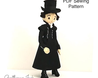 Felt Gentleman Jack sewing pattern, decoration, PDF pattern, doll, character, display, ornament, desk display, handmade, unique, fan, gift
