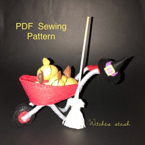 Felt Wheelbarrow PDF sewing pattern, Witches Hat, pumpkins, sewing tutorial, kidsroomdecor, ornaments, Halloween Harvest Display image 8
