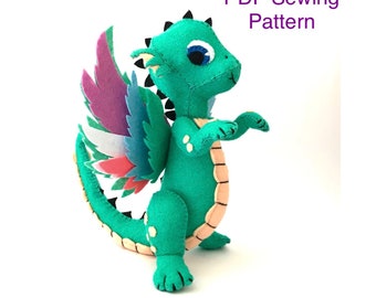 ベビードラゴン。フェルトで作るぬいぐるみの型紙と作り方ガイド