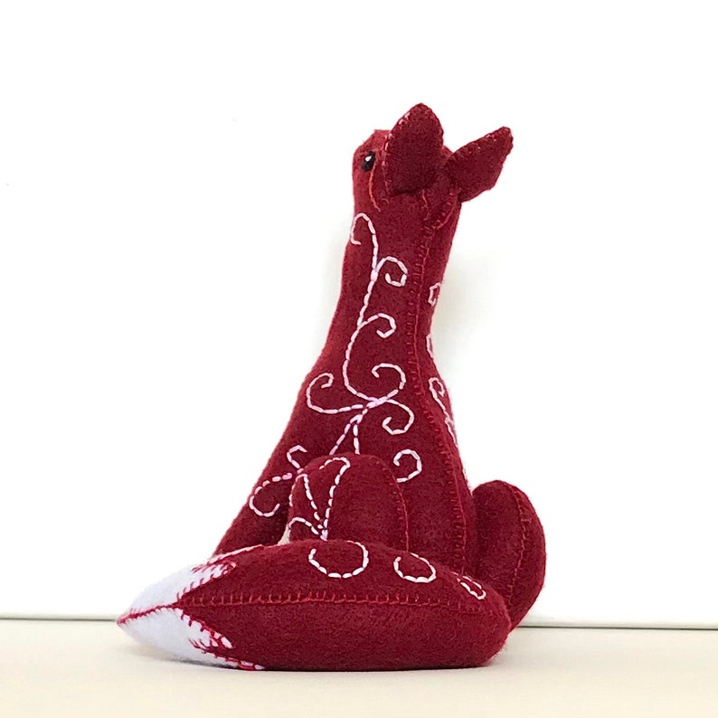 FELT RED FOX pdf sewing pattern, red fox display, fox sewing pattern, toy fox, embroidered fox, holiday project, kidsroomdecor, mom crafters image 6