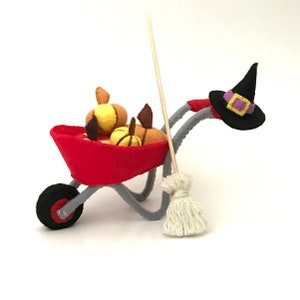 Felt Wheelbarrow PDF sewing pattern, Witches Hat, pumpkins, sewing tutorial, kidsroomdecor, ornaments, Halloween Harvest Display image 3