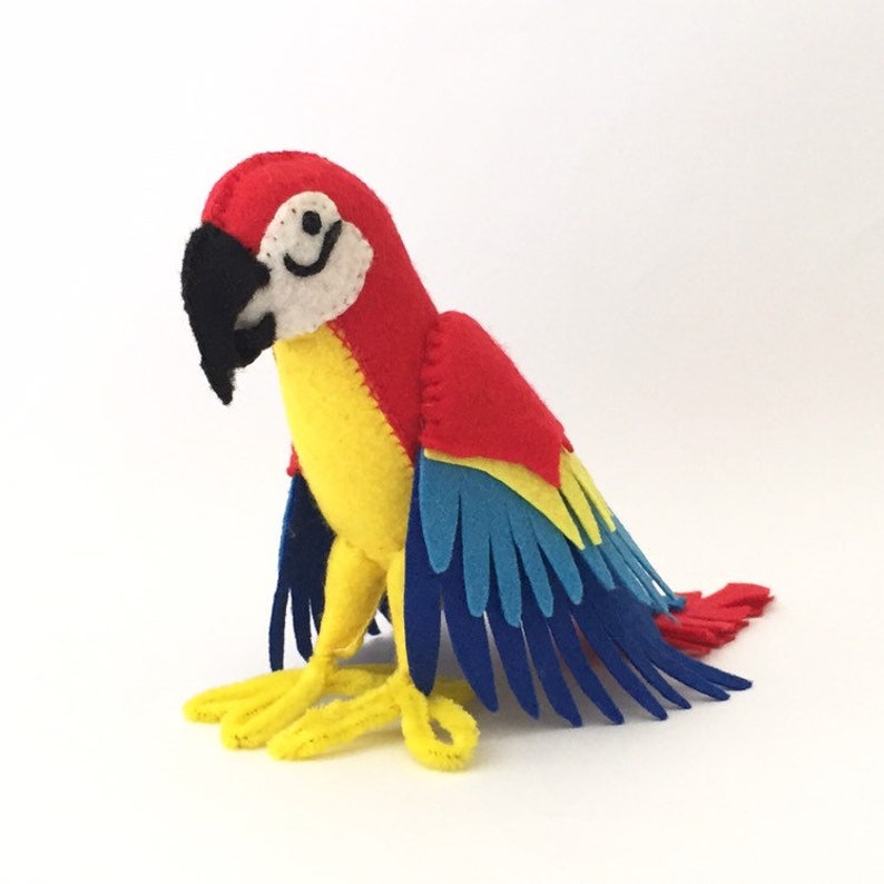 Felt Parrot, Felt Macaw, Sewing Pattern, plushie, Felt parrot, Plush parrot, Toy parrot, PDF Pattern, sewing tutorial, kidsroom decor, craft image 7