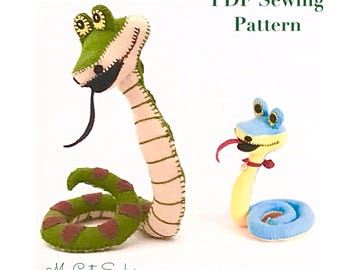 Patrón de costura de serpiente de fieltro: Peluche 3D (Patrón PDF