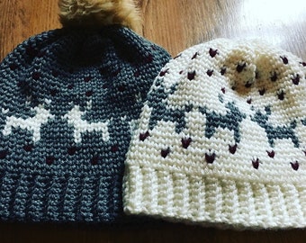 crochet hat, crochet pattern, fair isle crochet, deer crochet, crochet toque, Oh Deer Crochet Hat Pattern, pdf file, instant download