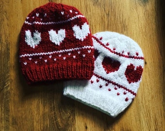 knit hat pattern, fair isle knit, pdf file, instant download, knit heart, Heart You Knit Hat Pattern, valentines pattern, knitting