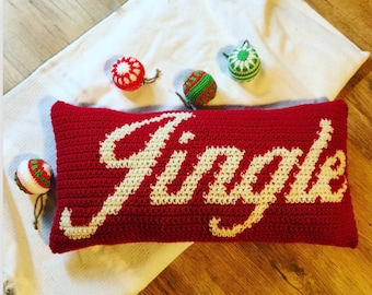 christmas crochet, crochet pillow, crochet pattern, crochet decor, pillow pattern, pdf file, Holiday Jingle Crochet Pillow Pattern